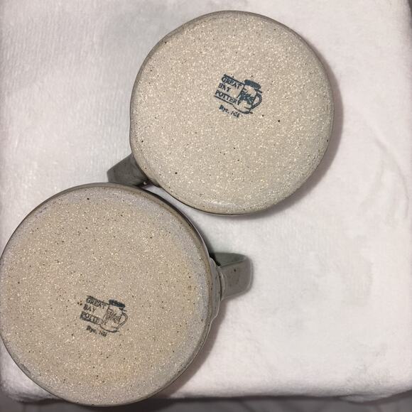 Great Bay Pottery Stoneware Coffee Tea Mugs Set Of 2 Blueberry Vines Handmade - Picture 4 of 6